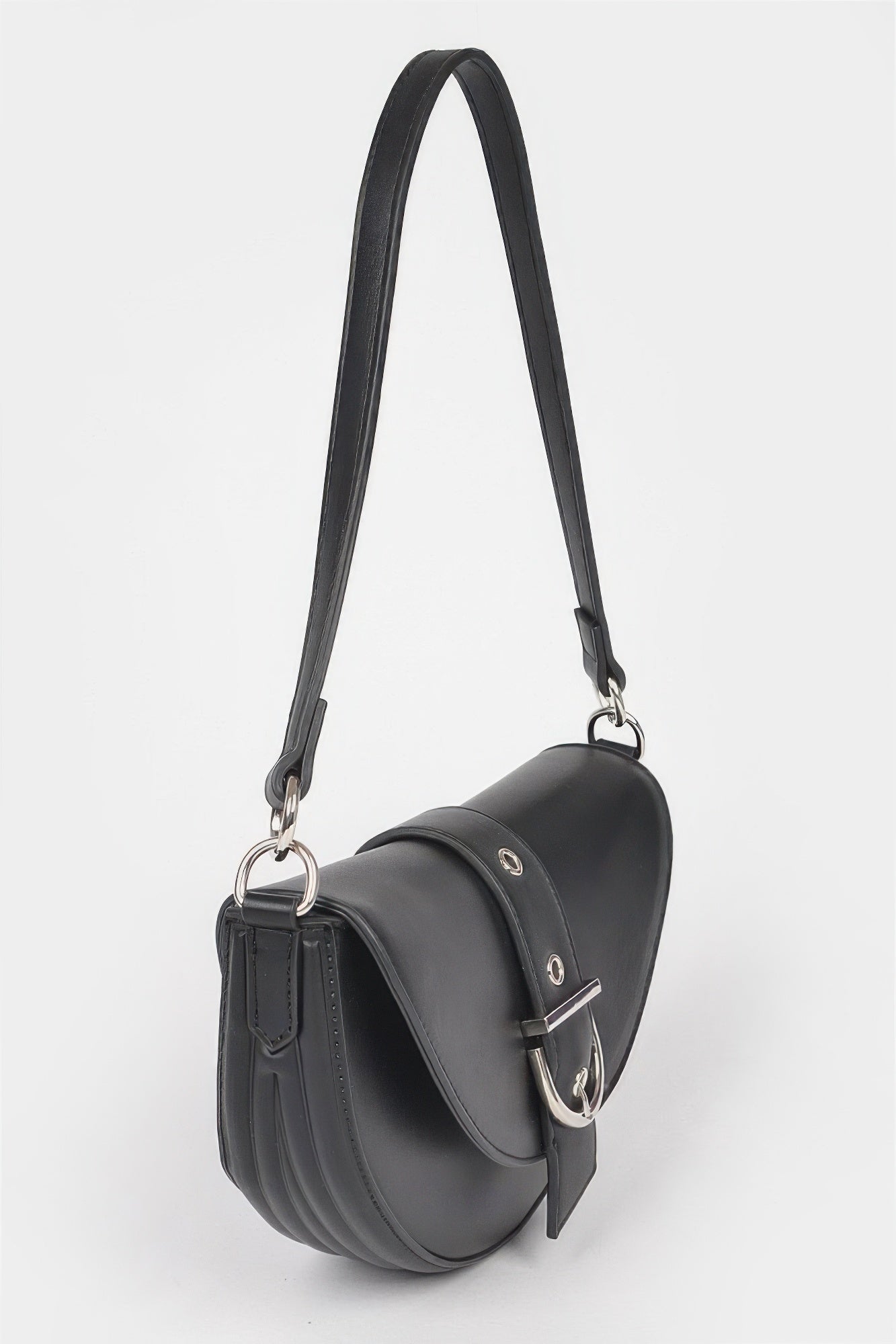 Faux Leather Buckle Shoulder Bag - Wear Arielle