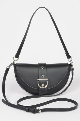 Faux Leather Buckle Shoulder Bag - Wear Arielle