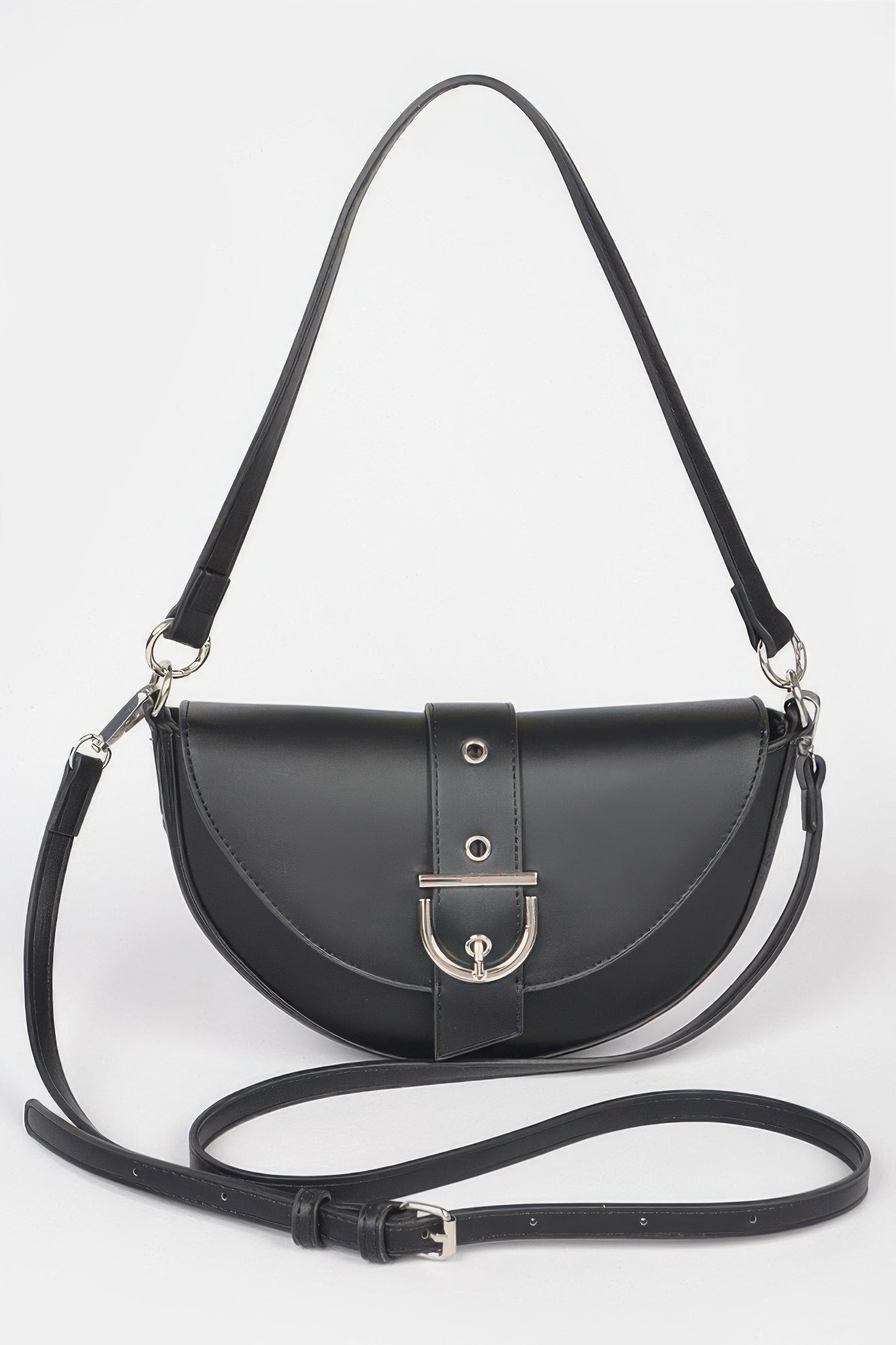 Faux Leather Buckle Shoulder Bag - Wear Arielle