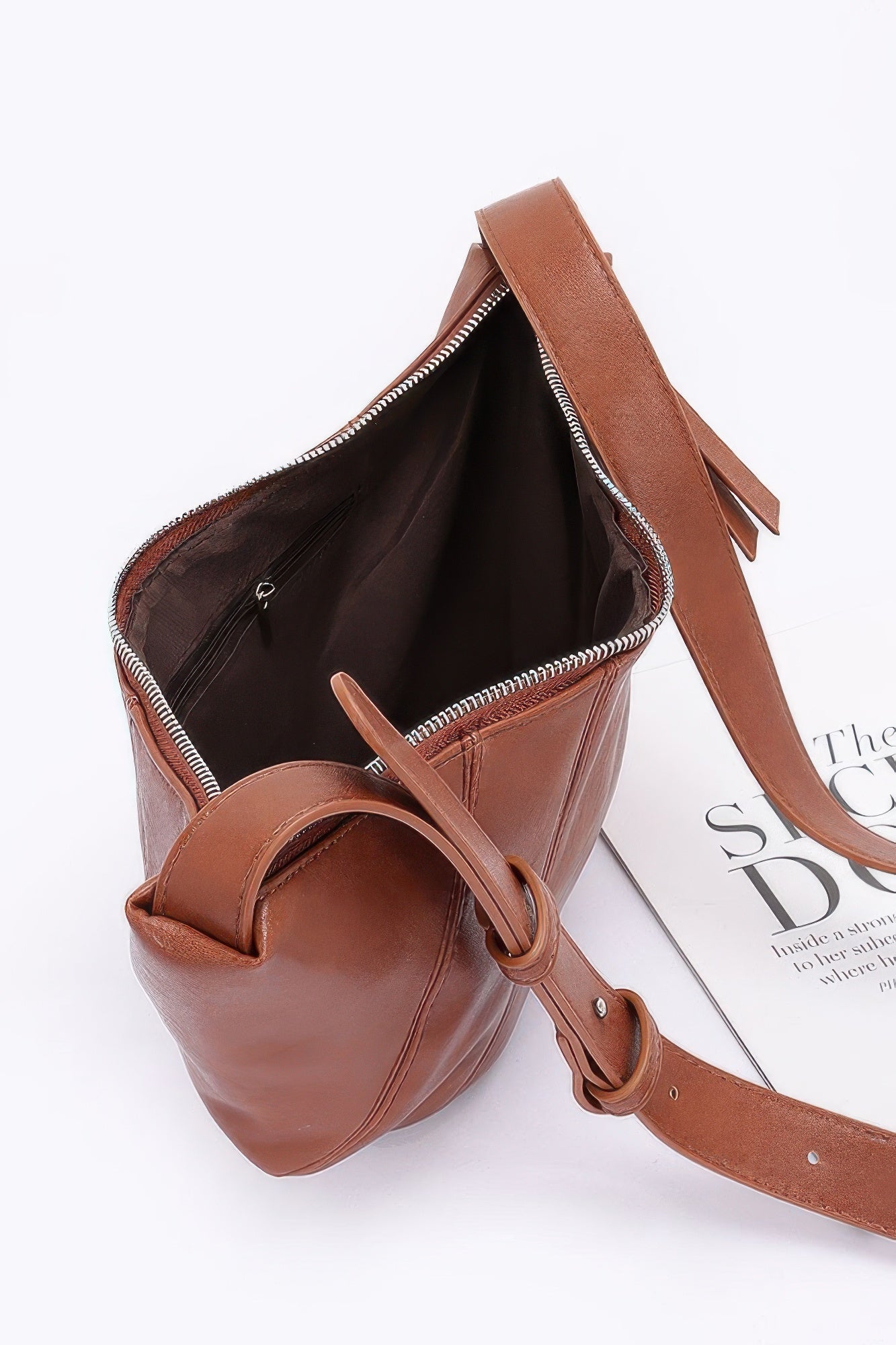 Faux Leather Croissant Bag - Wear Arielle