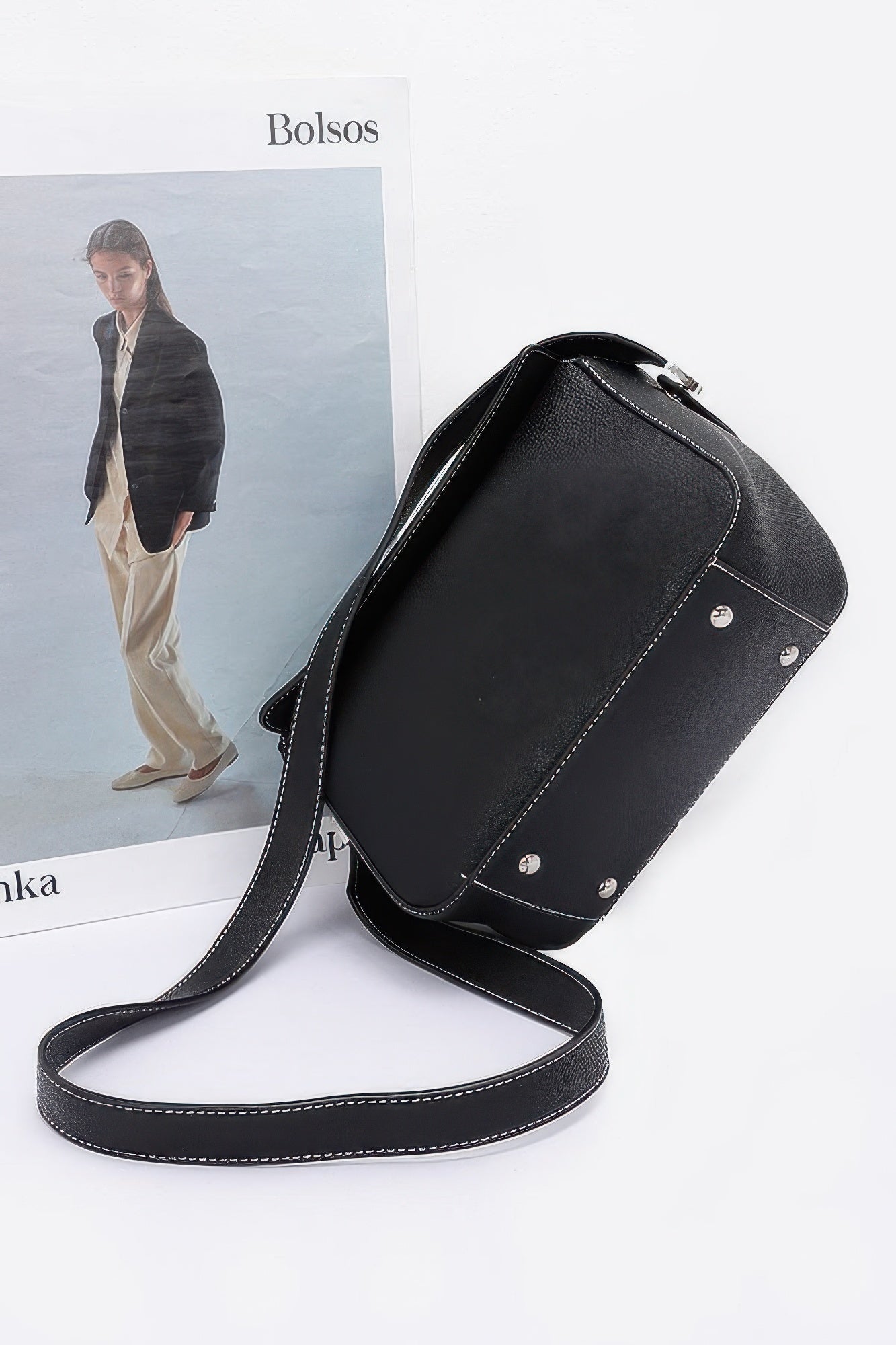 Faux Leather Crossbody Handle Bag - Wear Arielle