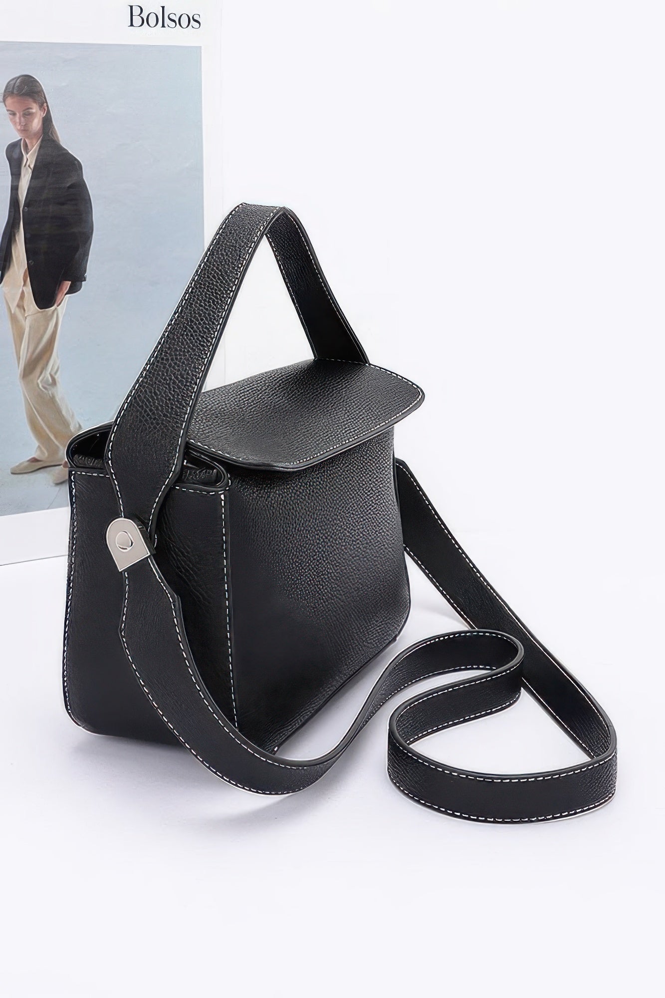 Faux Leather Crossbody Handle Bag - Wear Arielle