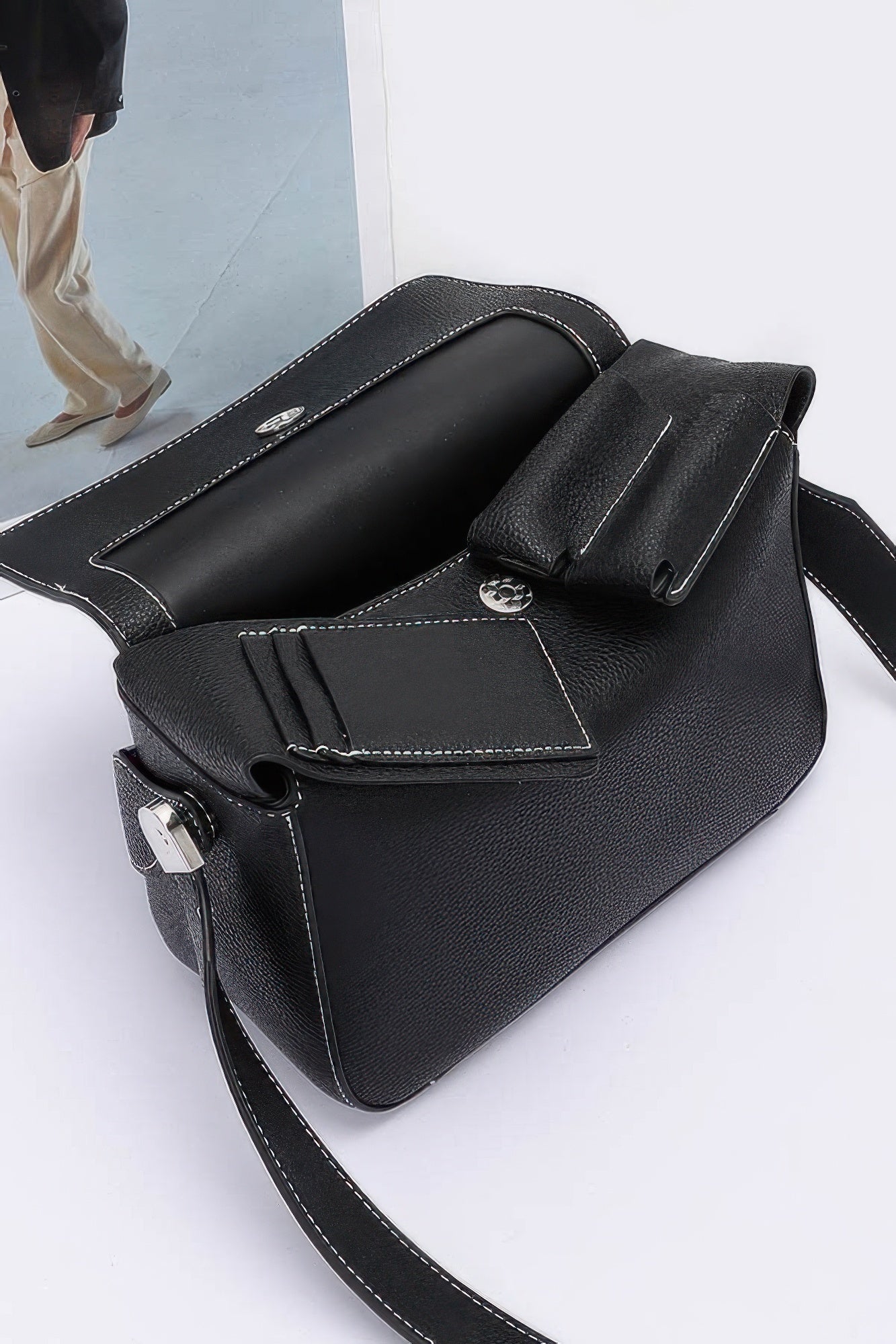 Faux Leather Crossbody Handle Bag - Wear Arielle