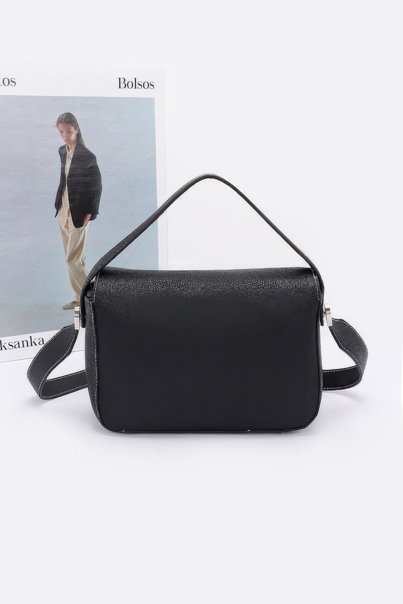 Faux Leather Crossbody Handle Bag - Wear Arielle