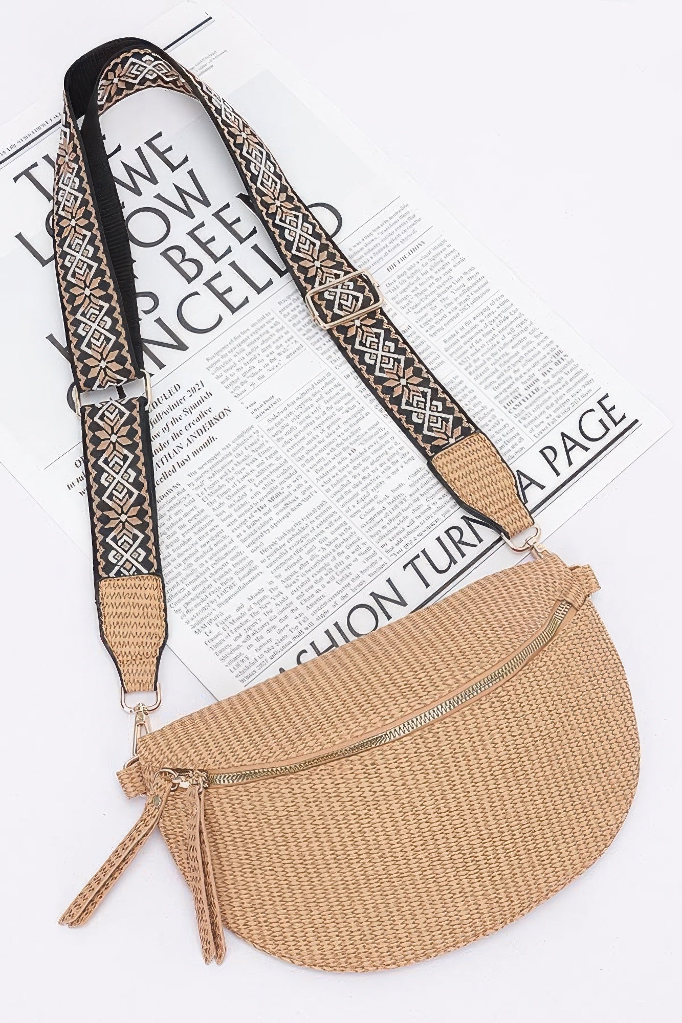 Faux Leather Fanny Pack W/ Multi Color Strap - Wear Arielle
