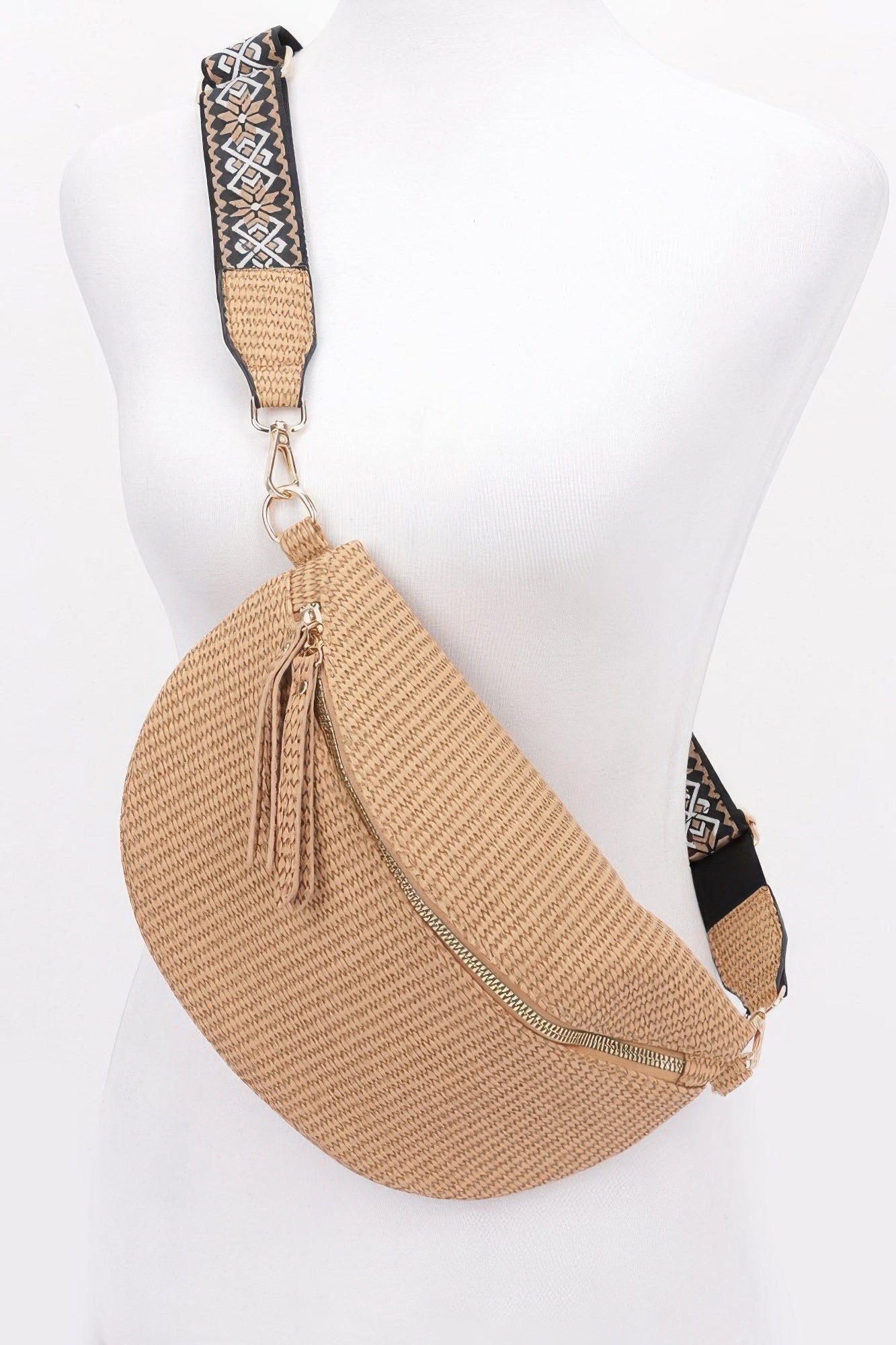 Faux Leather Fanny Pack W/ Multi Color Strap - Wear Arielle