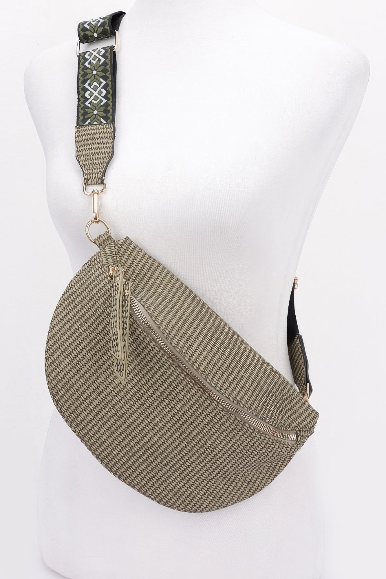 Faux Leather Fanny Pack W/ Multi Color Strap - Wear Arielle
