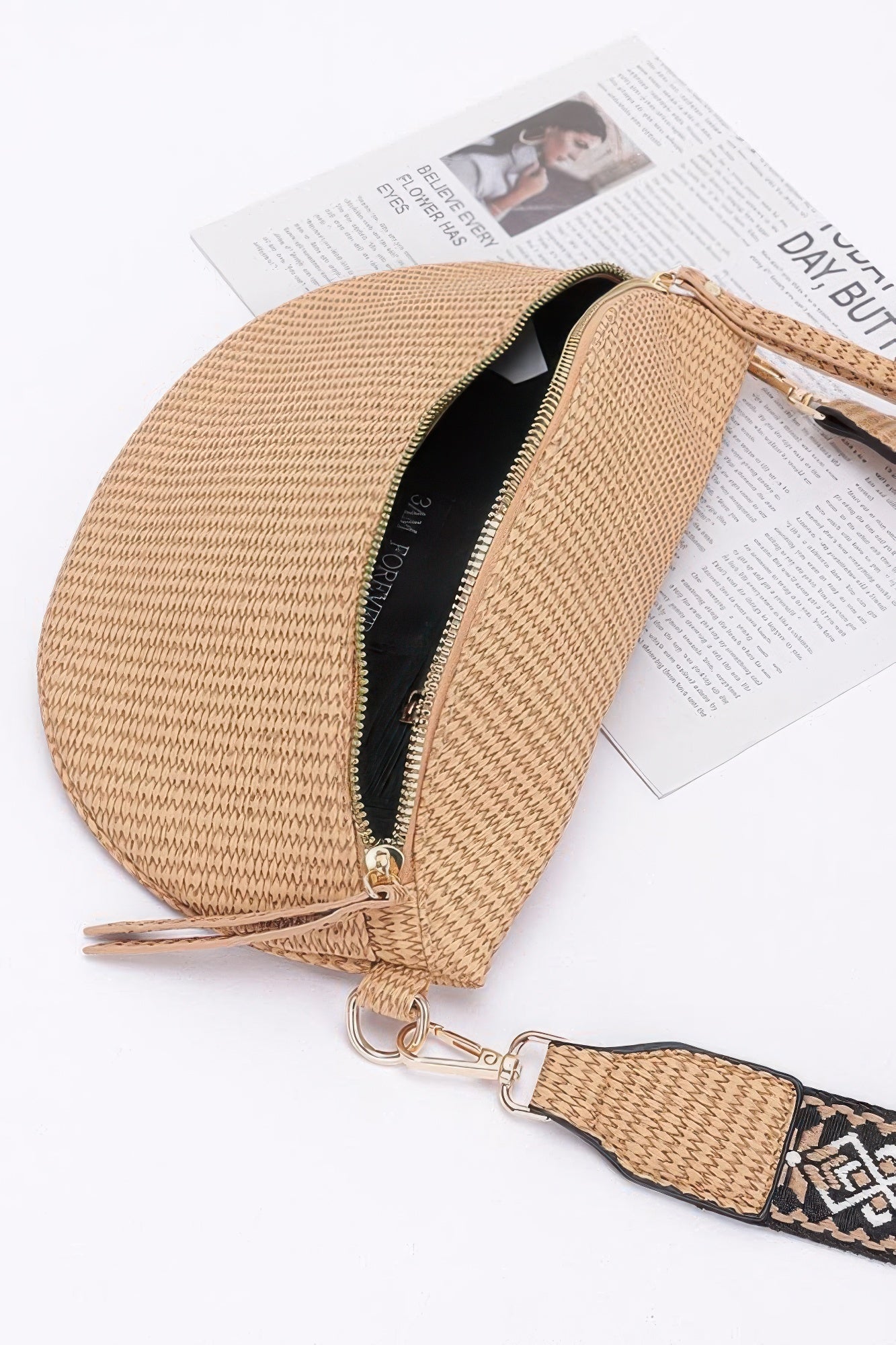 Faux Leather Fanny Pack W/ Multi Color Strap - Wear Arielle