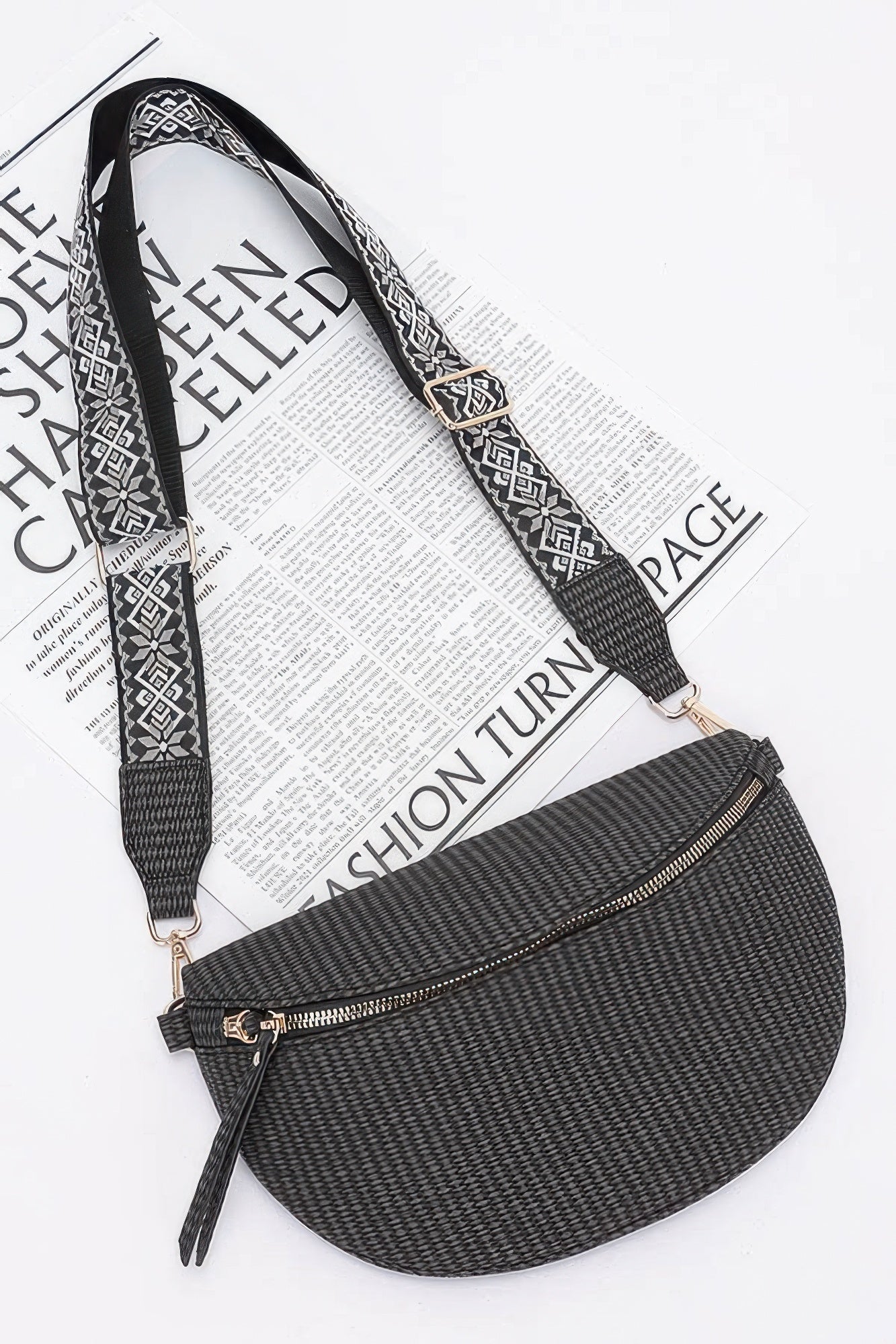 Faux Leather Fanny Pack W/ Multi Color Strap - Wear Arielle