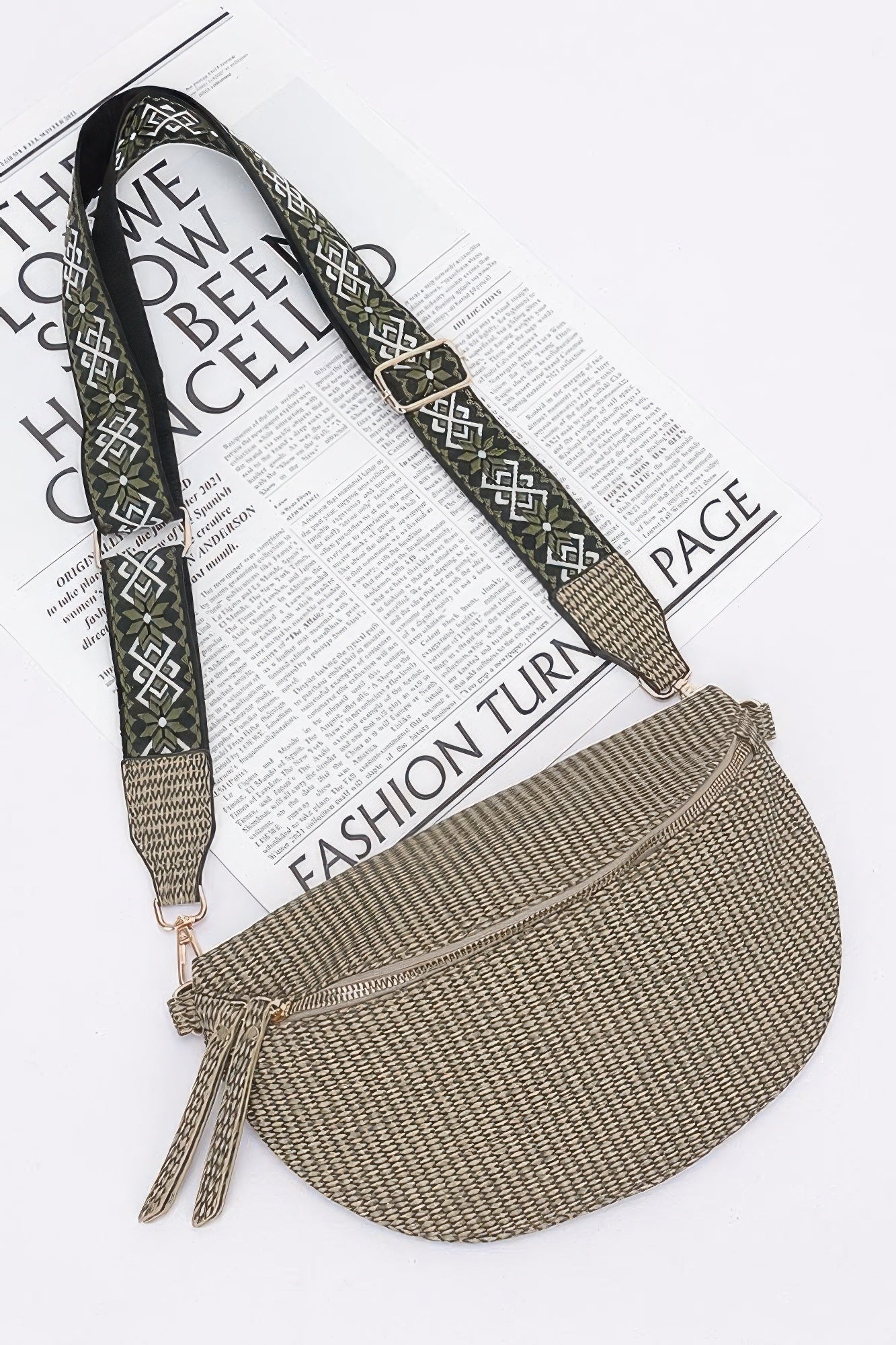 Faux Leather Fanny Pack W/ Multi Color Strap - Wear Arielle