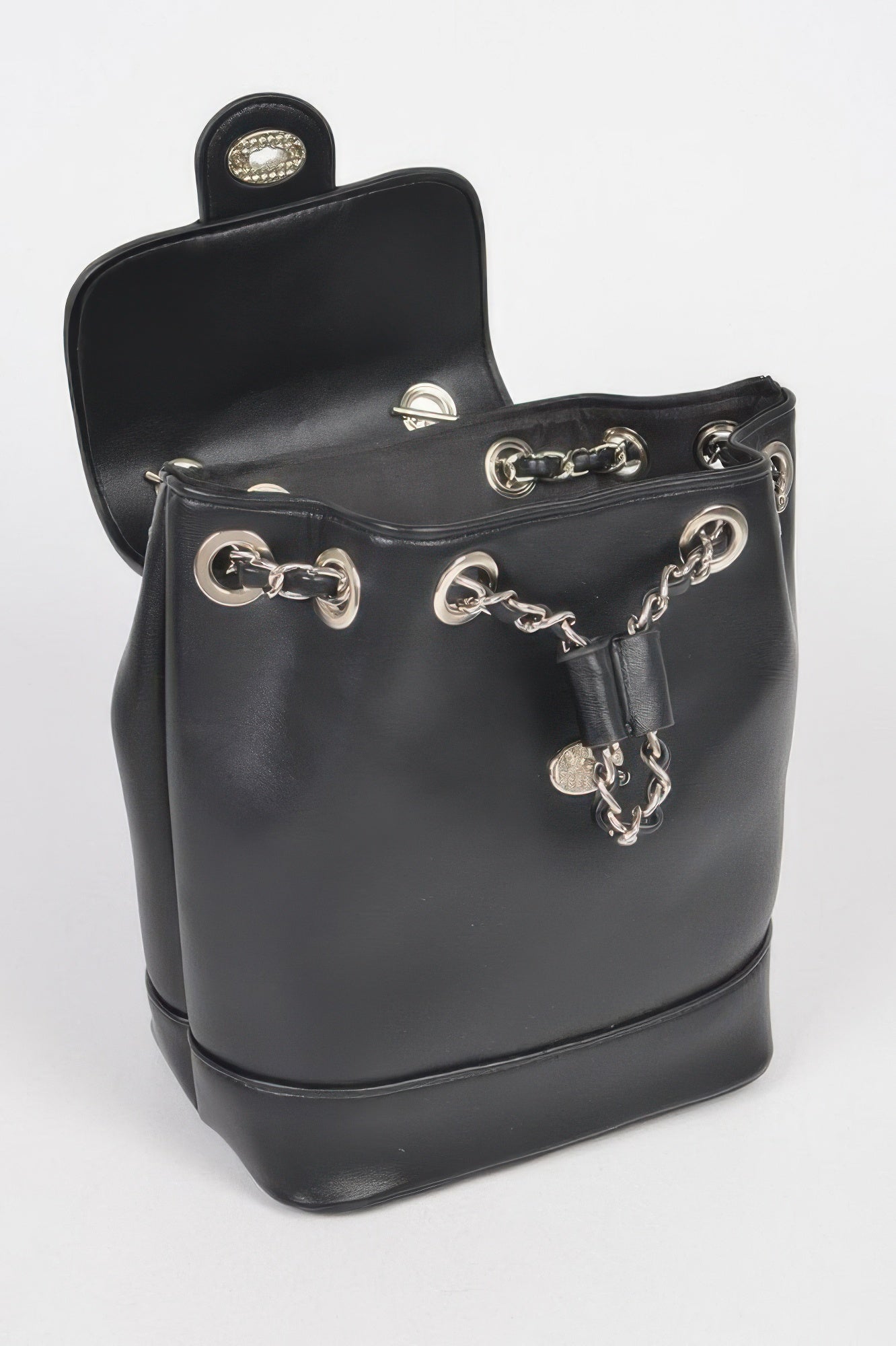 Faux Leather Flap Backpack - Wear Arielle