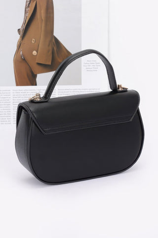 Faux Leather Flower Ribbon Top Handle Flap Bag - Wear Arielle