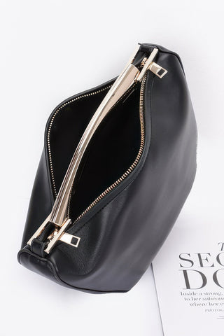 Faux Leather Metal Handle Bag - Wear Arielle