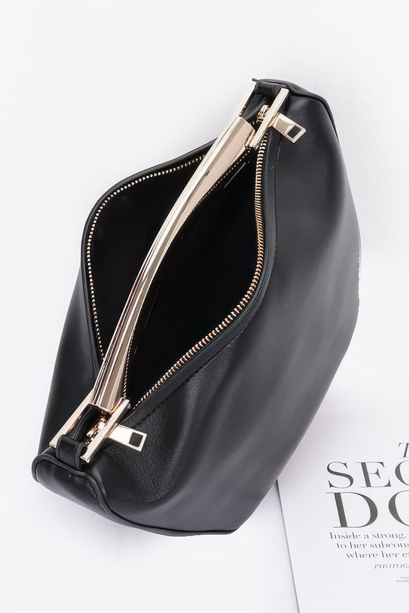 Faux Leather Metal Handle Bag - Wear Arielle