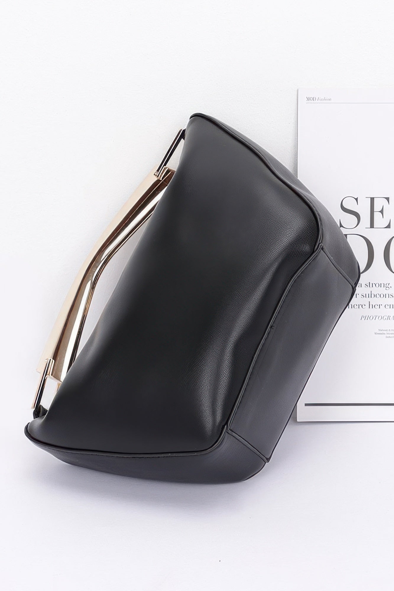 Faux Leather Metal Handle Bag - Wear Arielle