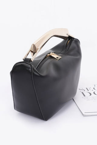Faux Leather Metal Handle Bag - Wear Arielle