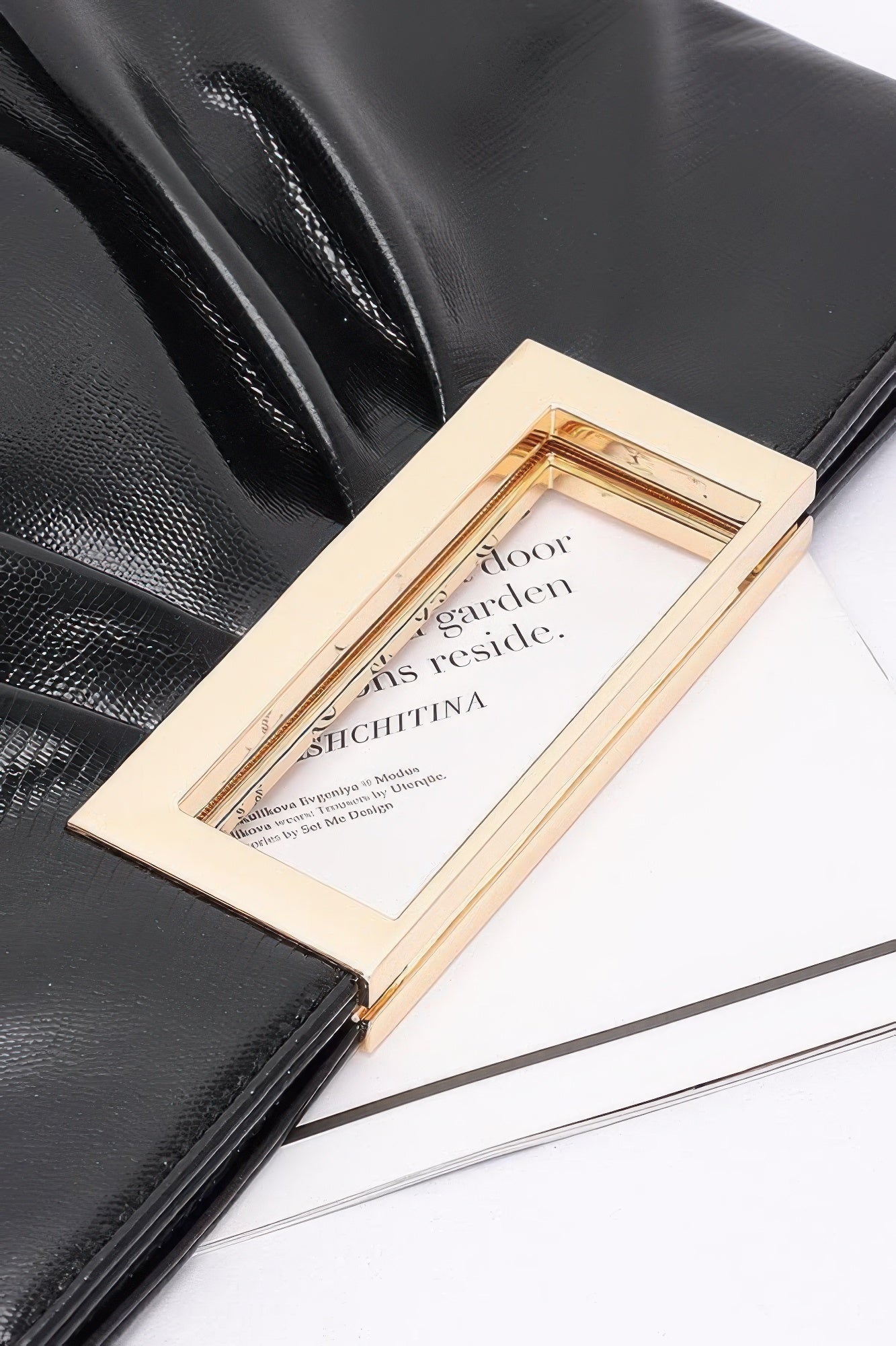 Faux Leather Metal Handle Clutch - Wear Arielle