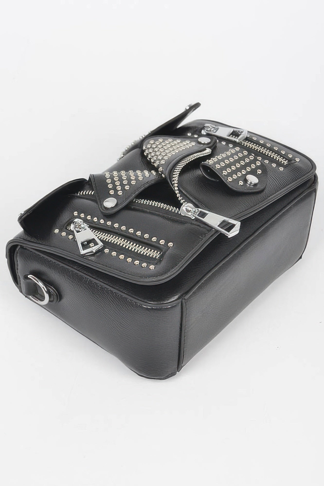 Faux Leather Metal Studded Jacket Clutch - Wear Arielle