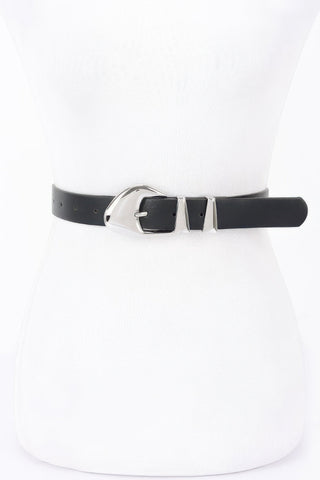 Faux Leather Multi Metal Buckle Belt - Wear Arielle