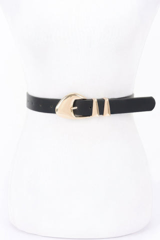Faux Leather Multi Metal Buckle Belt - Wear Arielle