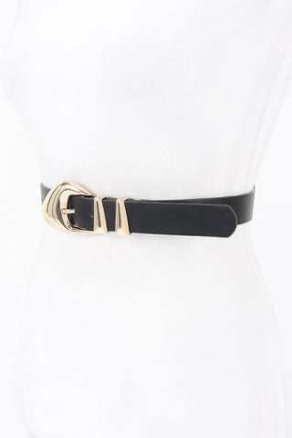 Faux Leather Multi Metal Buckle Belt - Wear Arielle