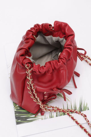 Faux Leather Multi Ribbon Bucket Chaincrossbodybag - Wear Arielle