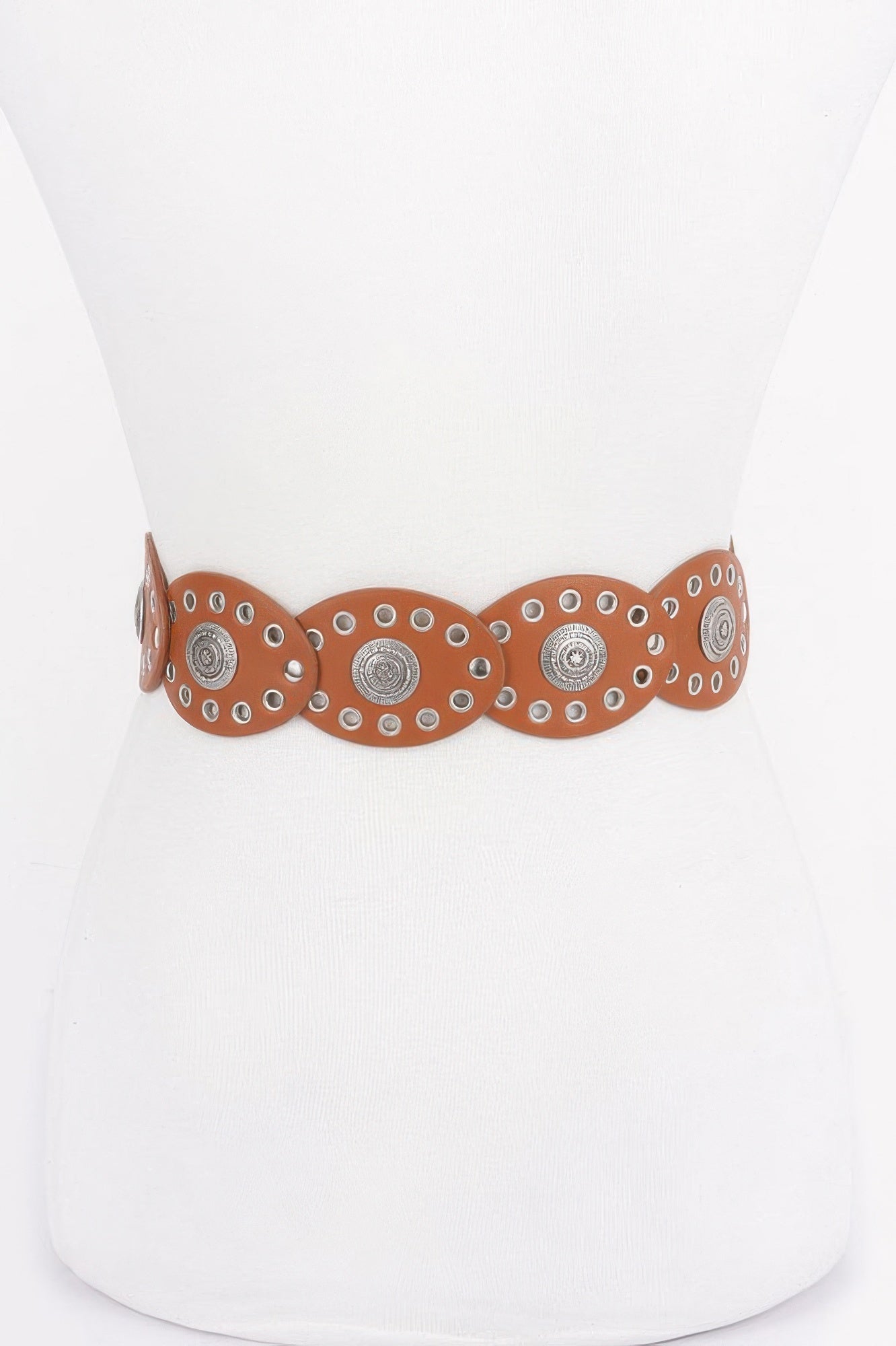 Faux Leather Oval Shape Vintage Belt - Wear Arielle