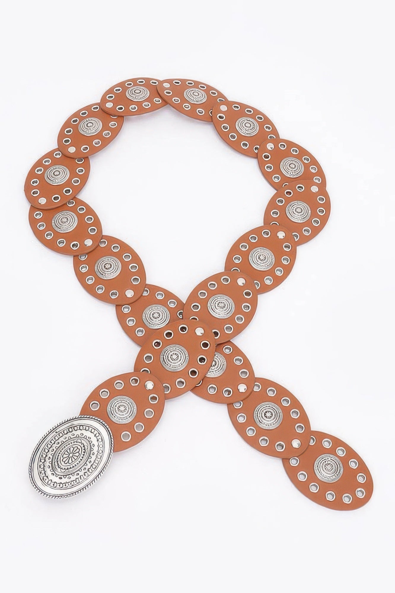 Faux Leather Oval Shape Vintage Belt - Wear Arielle