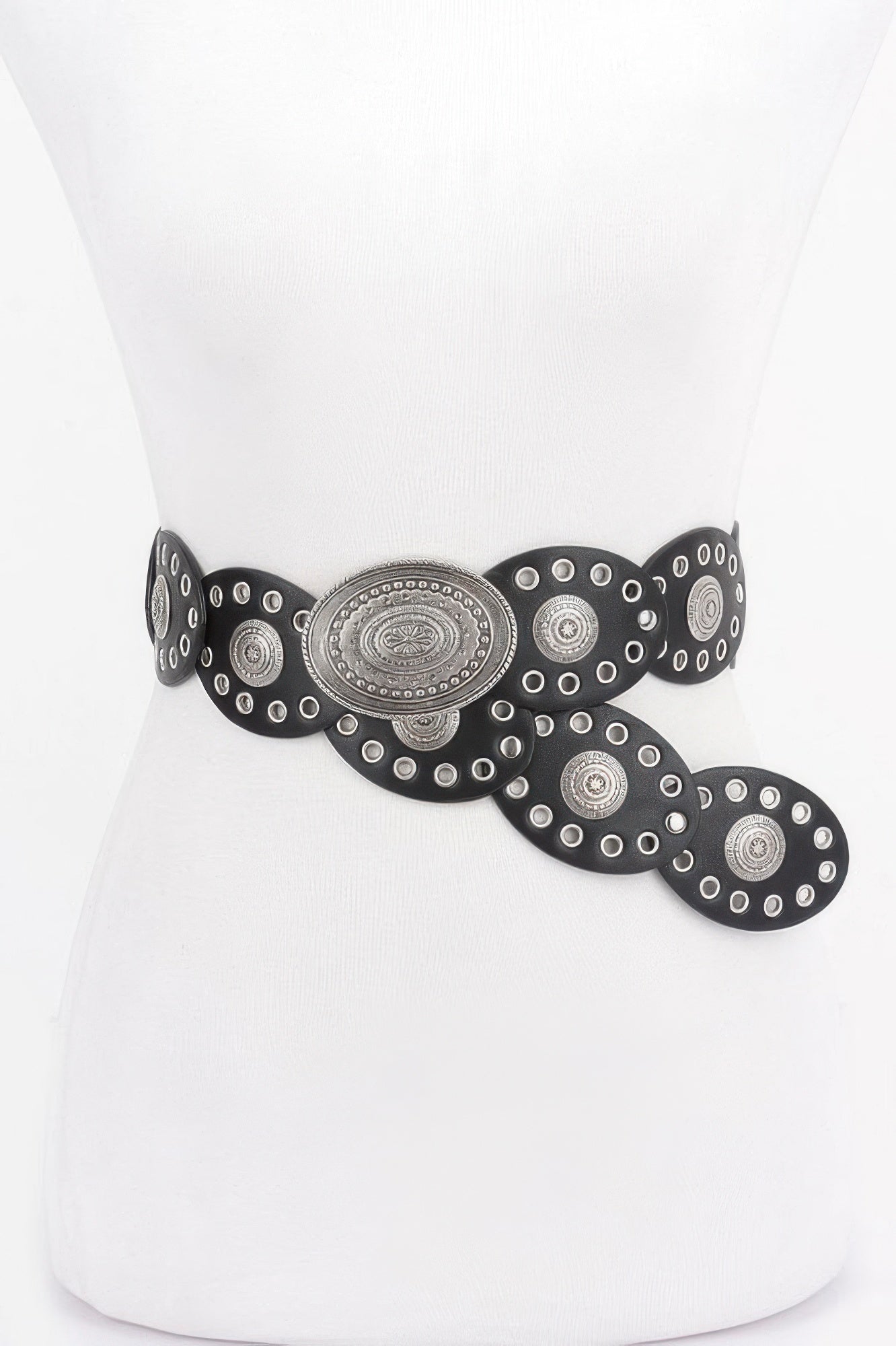 Faux Leather Oval Shape Vintage Belt - Wear Arielle