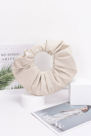 Faux Leather Pleated Handle Clutch - Wear Arielle