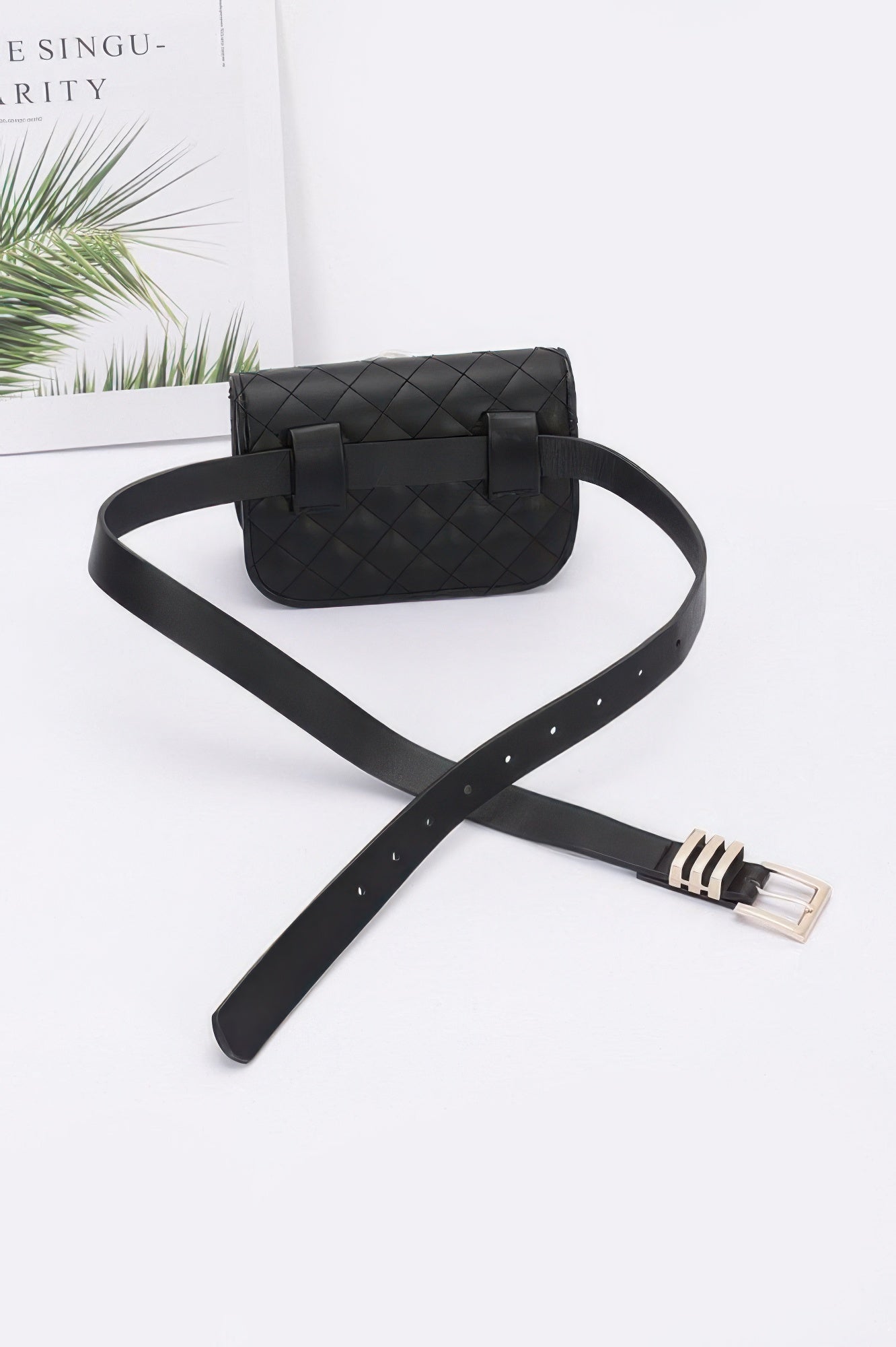 Faux Leather Quilted Flower Beltbag Shoulder Chain - Wear Arielle