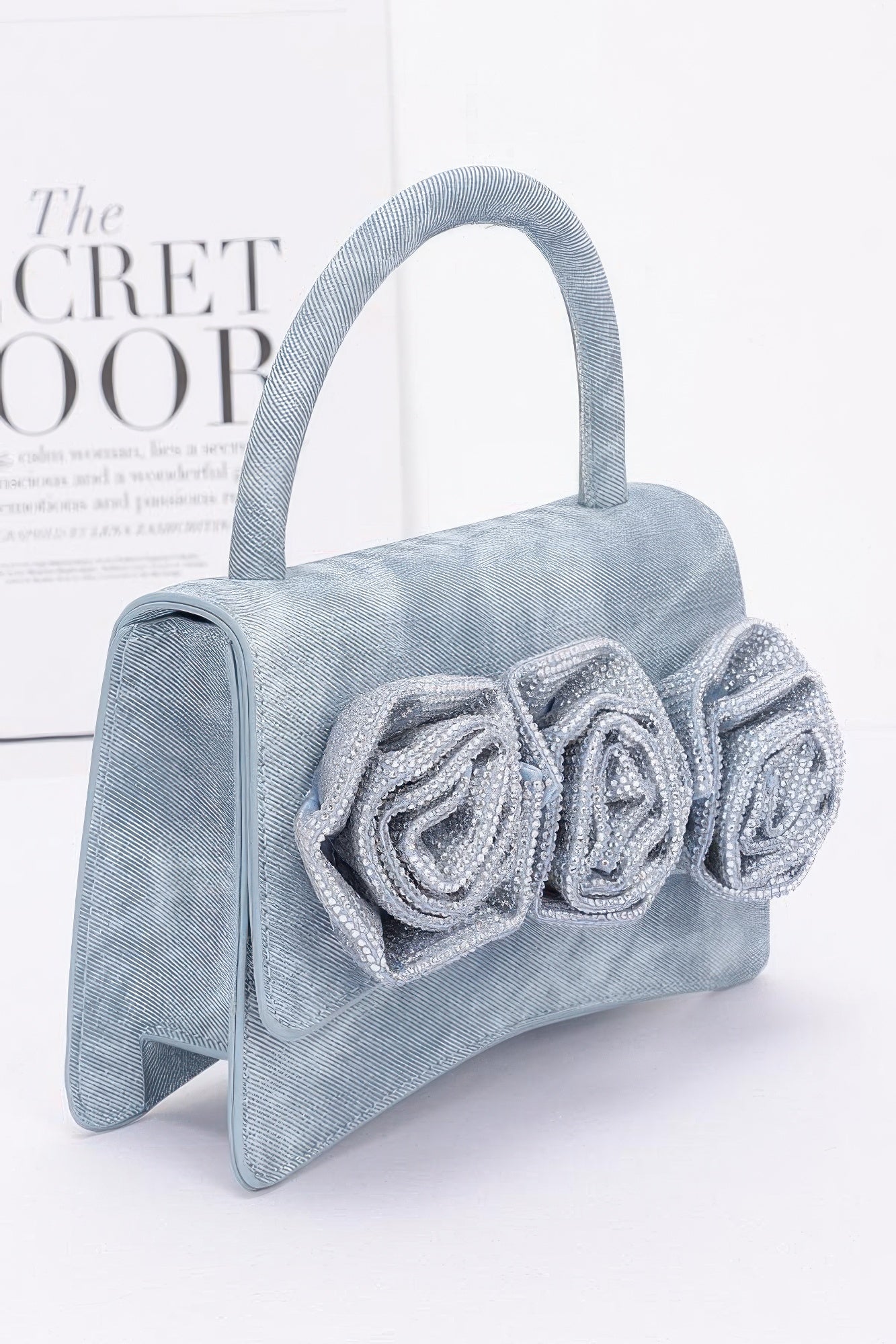 Faux Leather Rhinestone Hot Fix Flower Bag - Wear Arielle