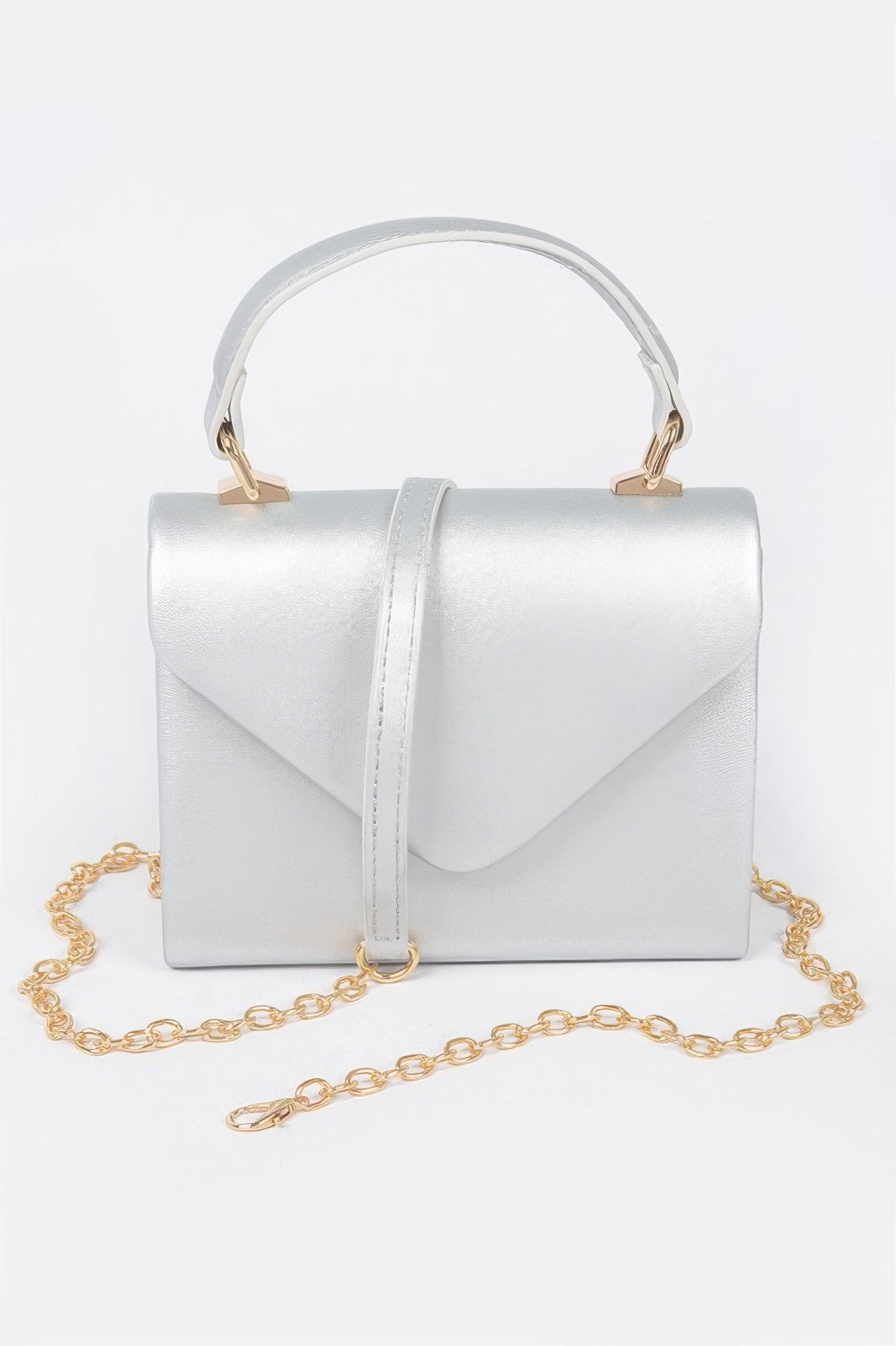 Faux Leather Simple Handle Clutch - Wear Arielle