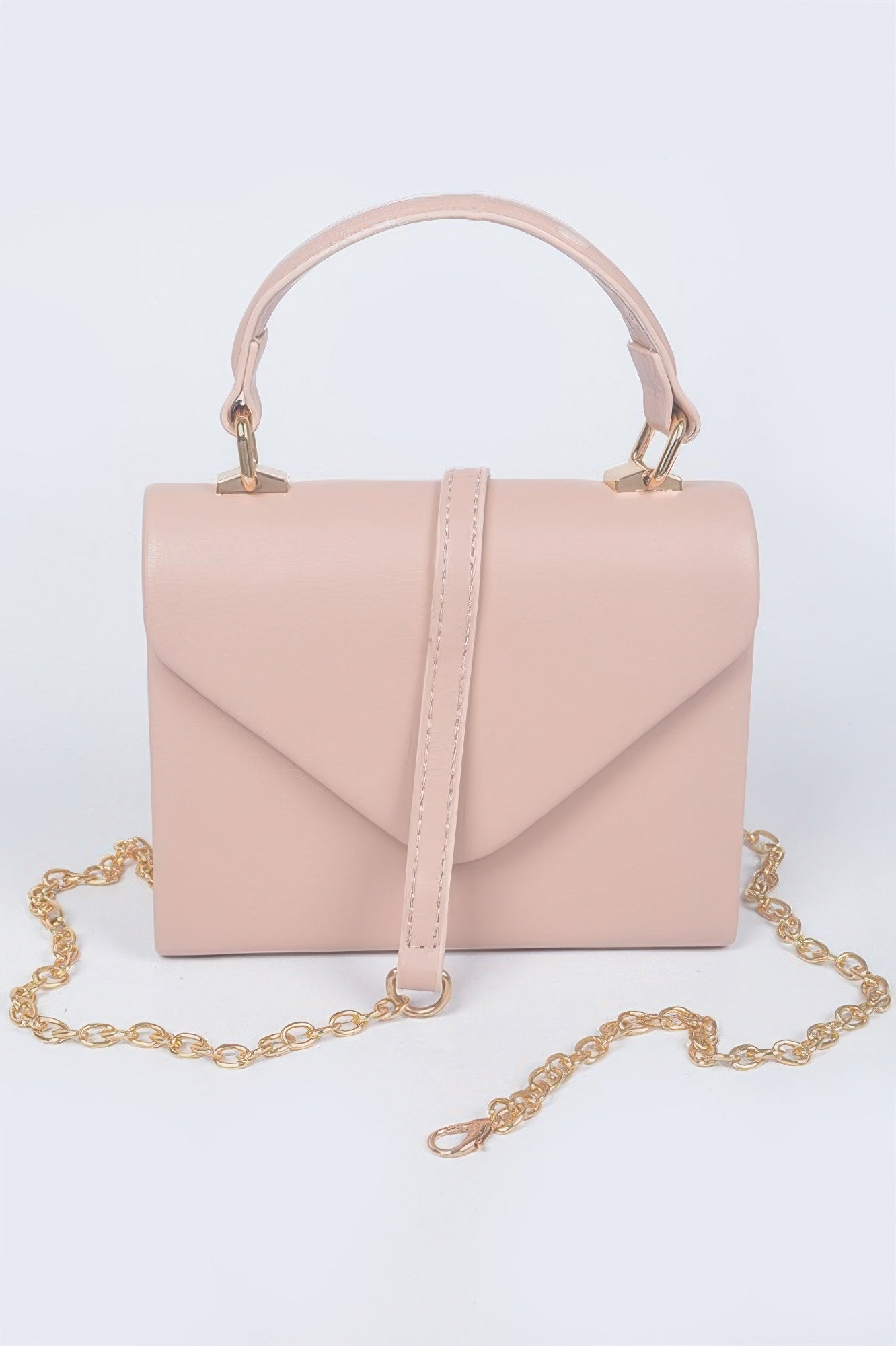 Faux Leather Simple Handle Clutch - Wear Arielle