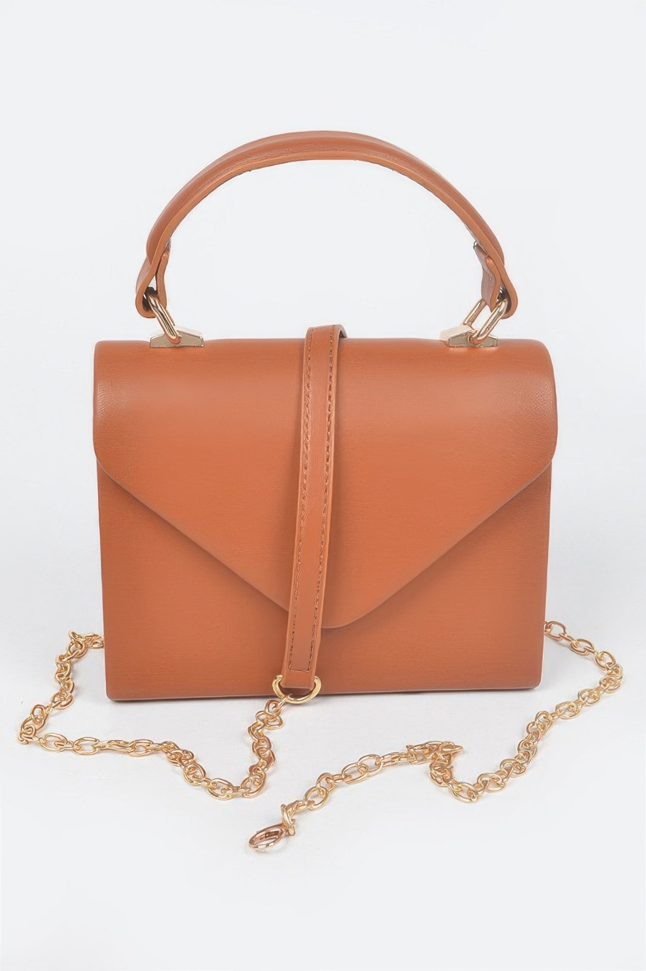 Faux Leather Simple Handle Clutch - Wear Arielle