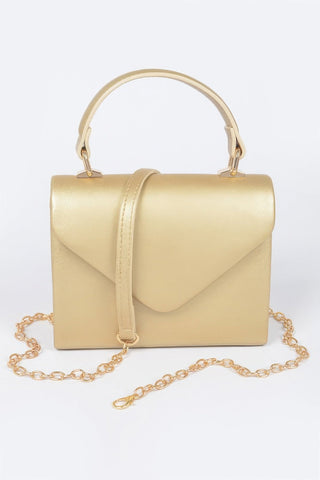 Faux Leather Simple Handle Clutch - Wear Arielle
