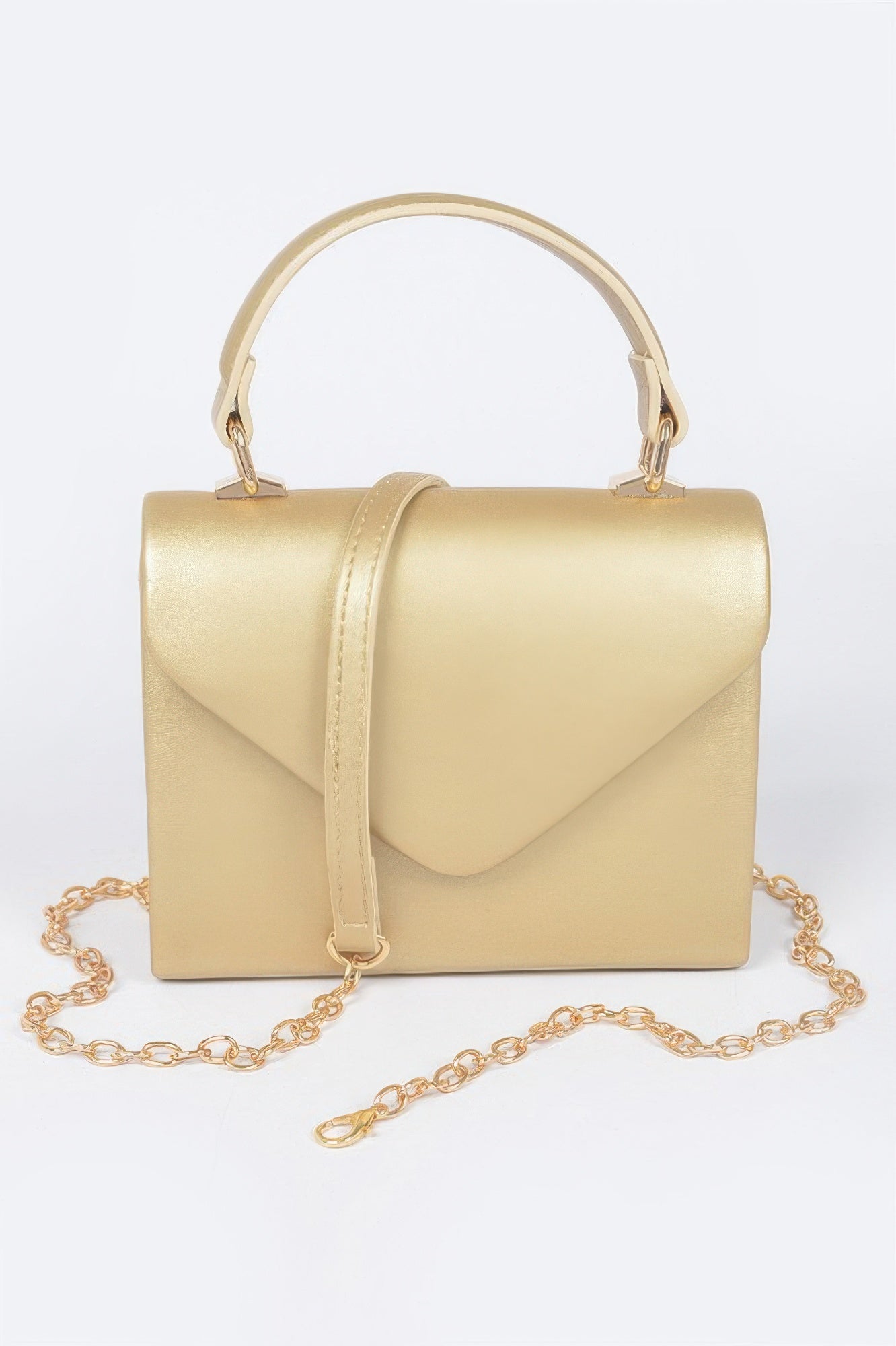 Faux Leather Simple Handle Clutch - Wear Arielle