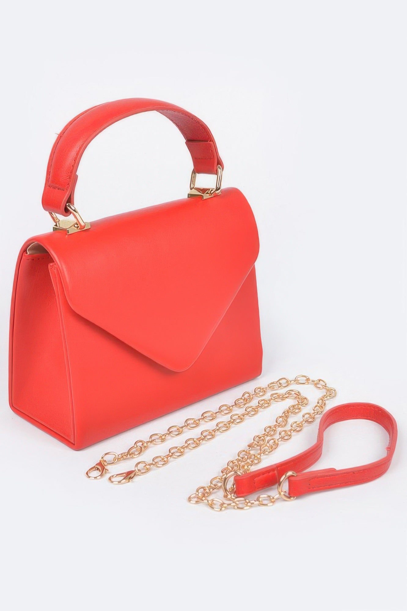 Faux Leather Simple Handle Clutch - Wear Arielle