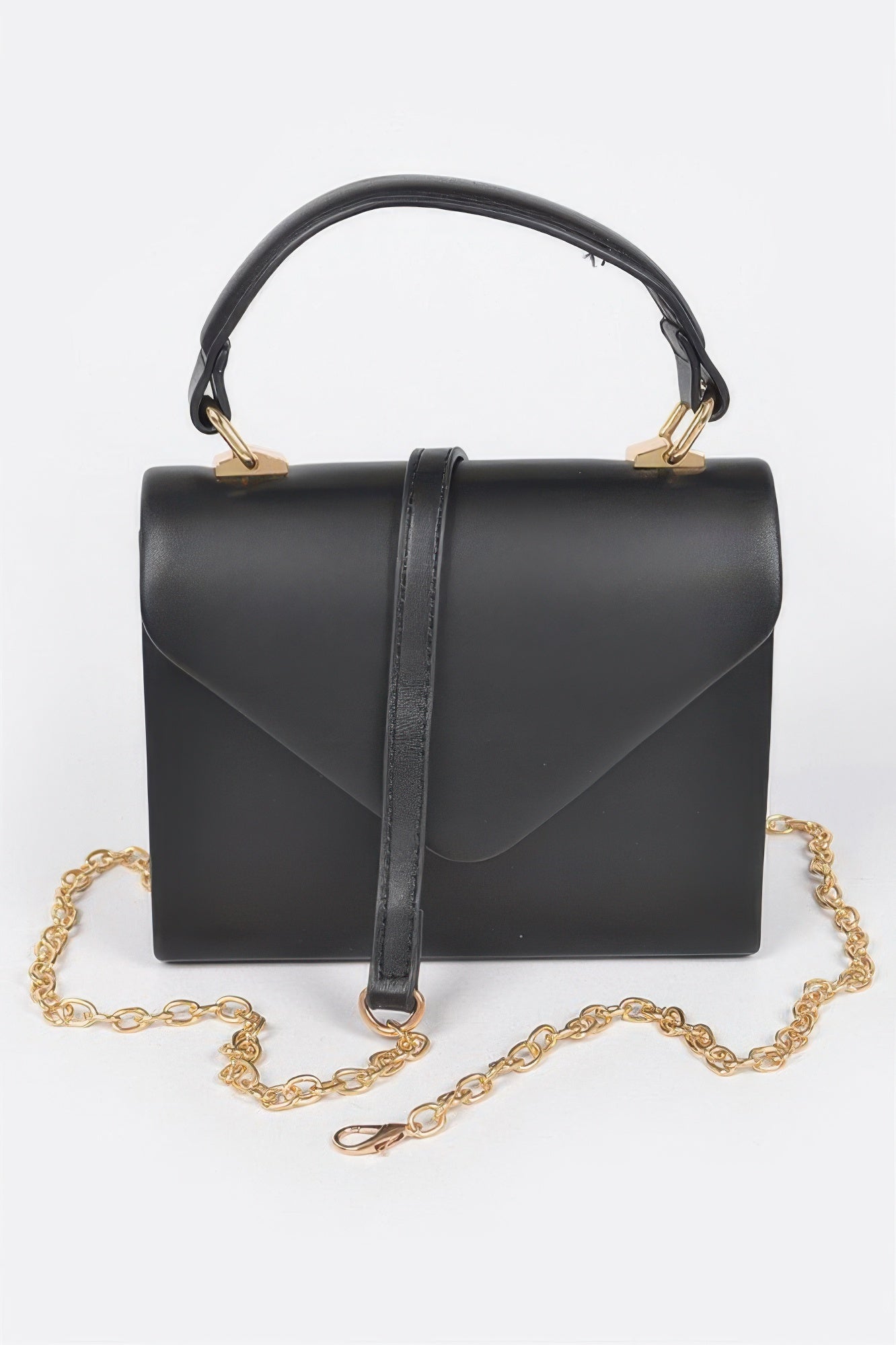 Faux Leather Simple Handle Clutch - Wear Arielle