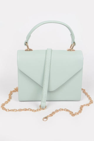 Faux Leather Simple Handle Clutch - Wear Arielle