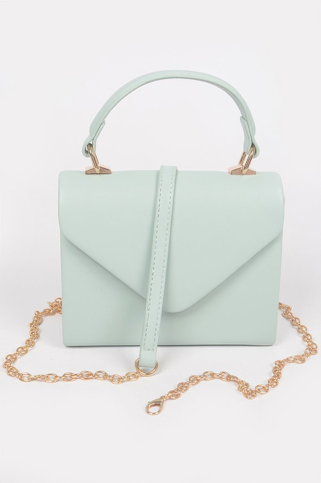 Faux Leather Simple Handle Clutch - Wear Arielle