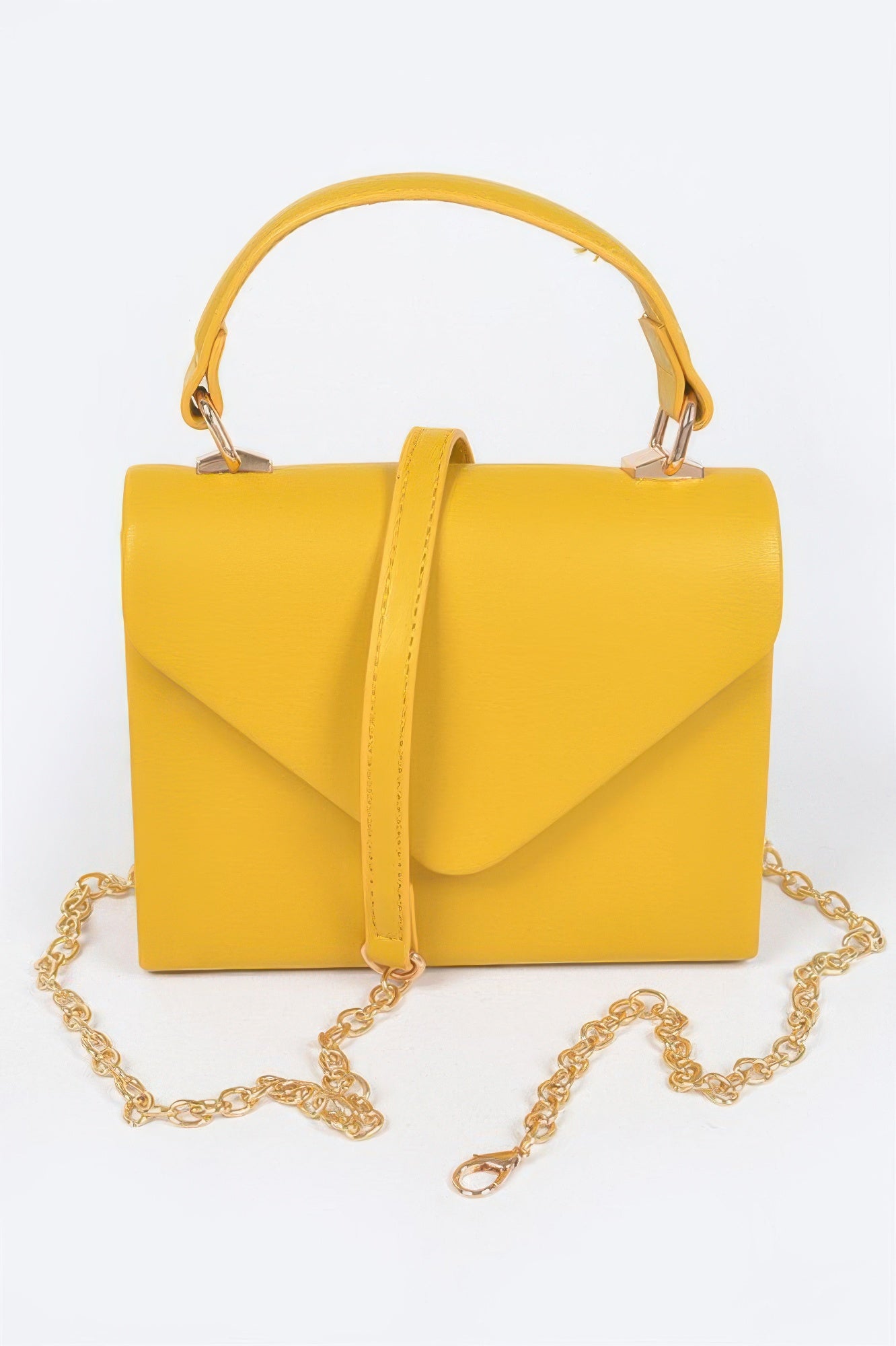 Faux Leather Simple Handle Clutch - Wear Arielle