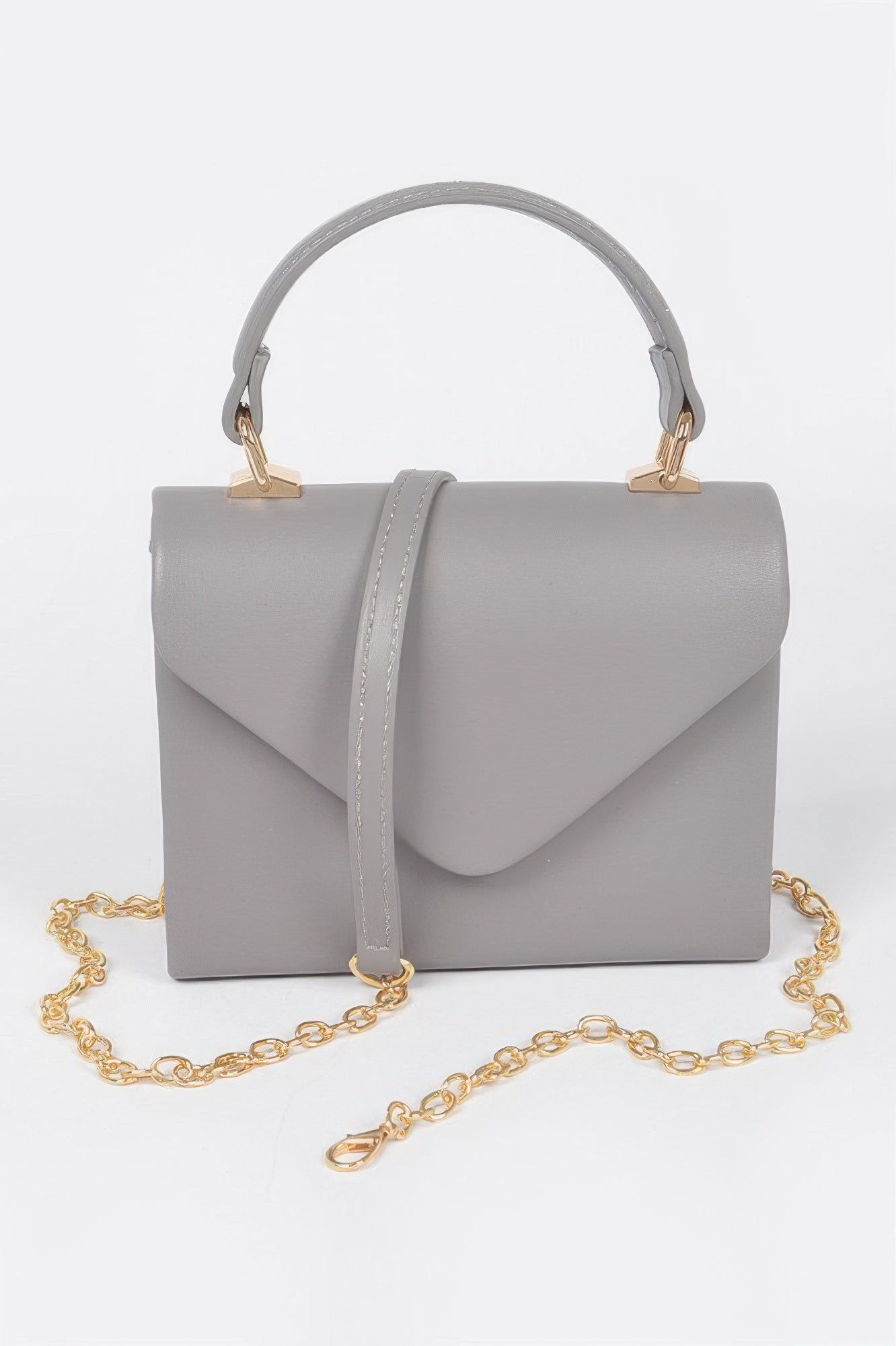 Faux Leather Simple Handle Clutch - Wear Arielle
