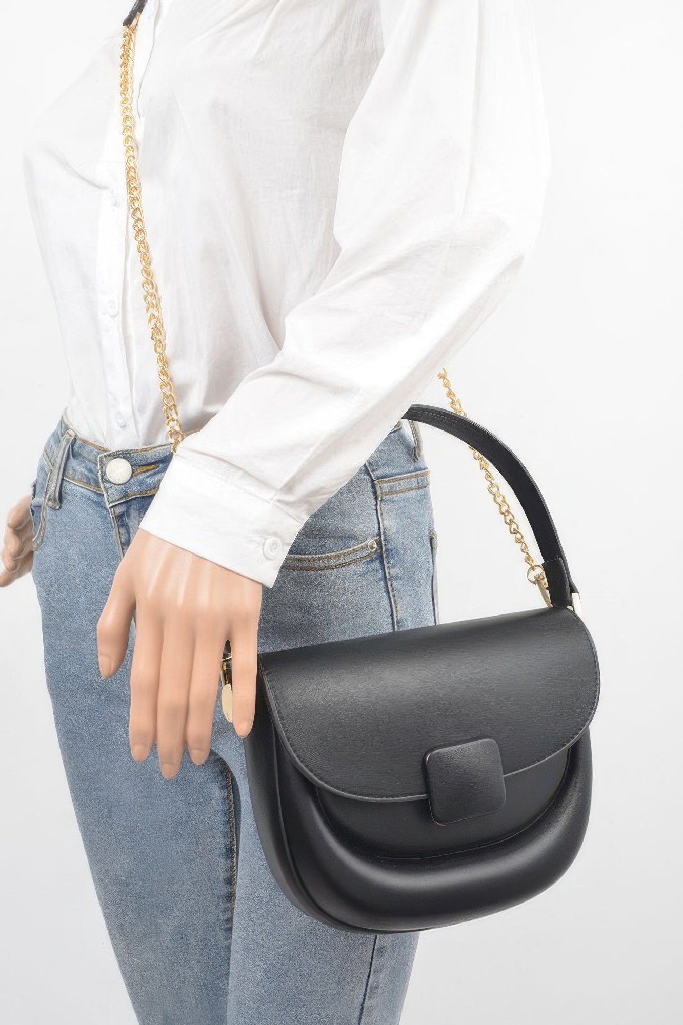 Faux Leather Top Handle Flap Bag - Wear Arielle