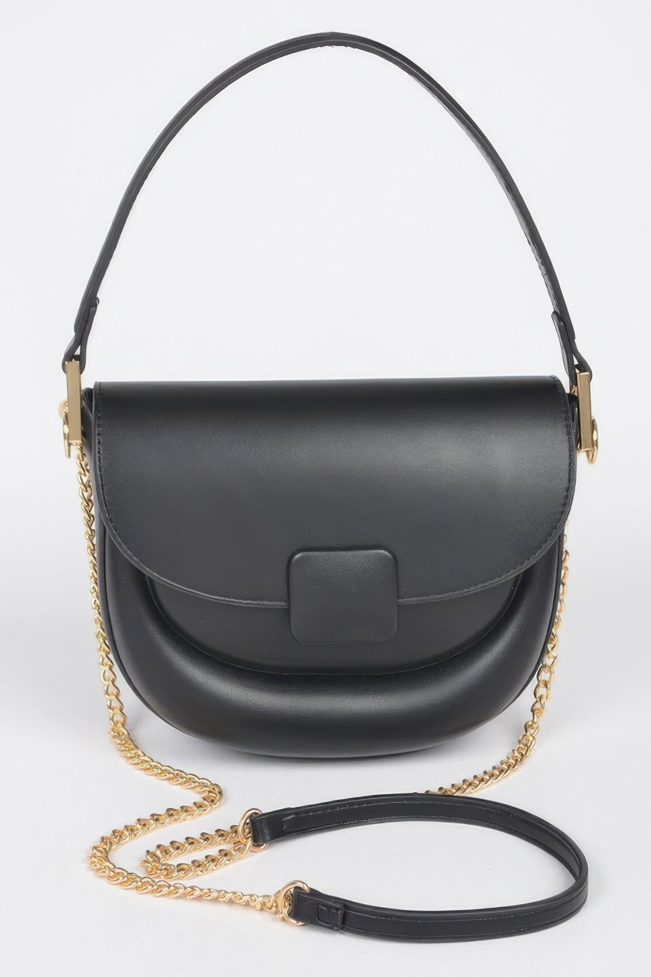 Faux Leather Top Handle Flap Bag - Wear Arielle