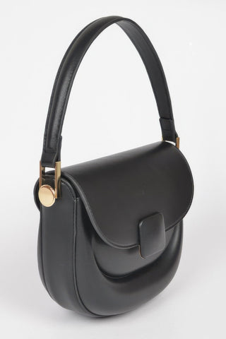 Faux Leather Top Handle Flap Bag - Wear Arielle