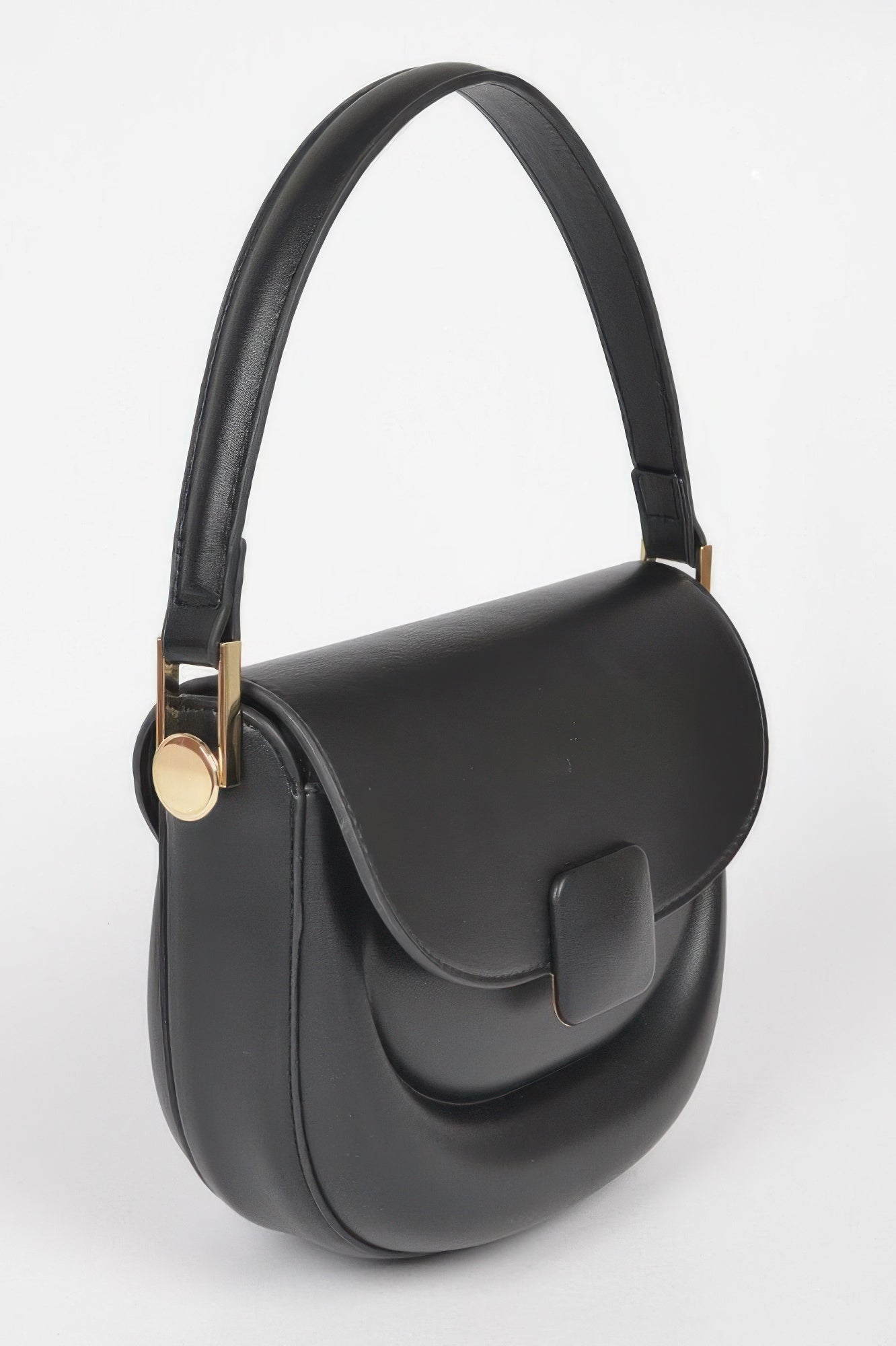 Faux Leather Top Handle Flap Bag - Wear Arielle