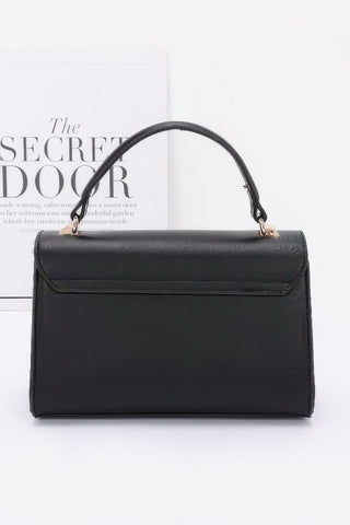 Faux Leather Two Tone Flap Bag - Wear Arielle
