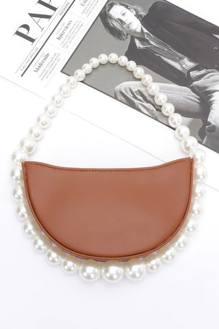 Faux Pearl Handle Half Moon Bag - Wear Arielle