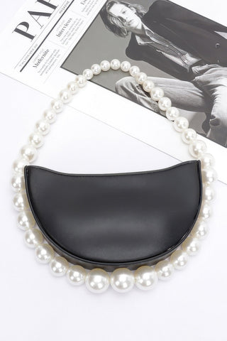 Faux Pearl Handle Half Moon Bag - Wear Arielle
